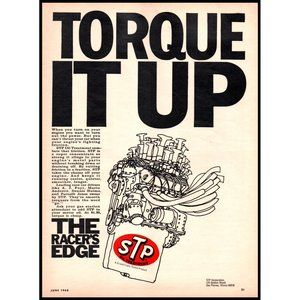 1968 STP Oil Treatment Torque It Up Vintage Print Ad Classic Car Wall Art Decor